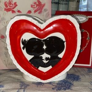 Vintage Ruben’s heart planter silhouette boy girl Kitschy Valentine’s Day